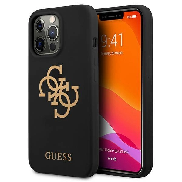 Silikonové pouzdro Guess 4G Logo pro iPhone 13 Pro / iPhone 13 - černé