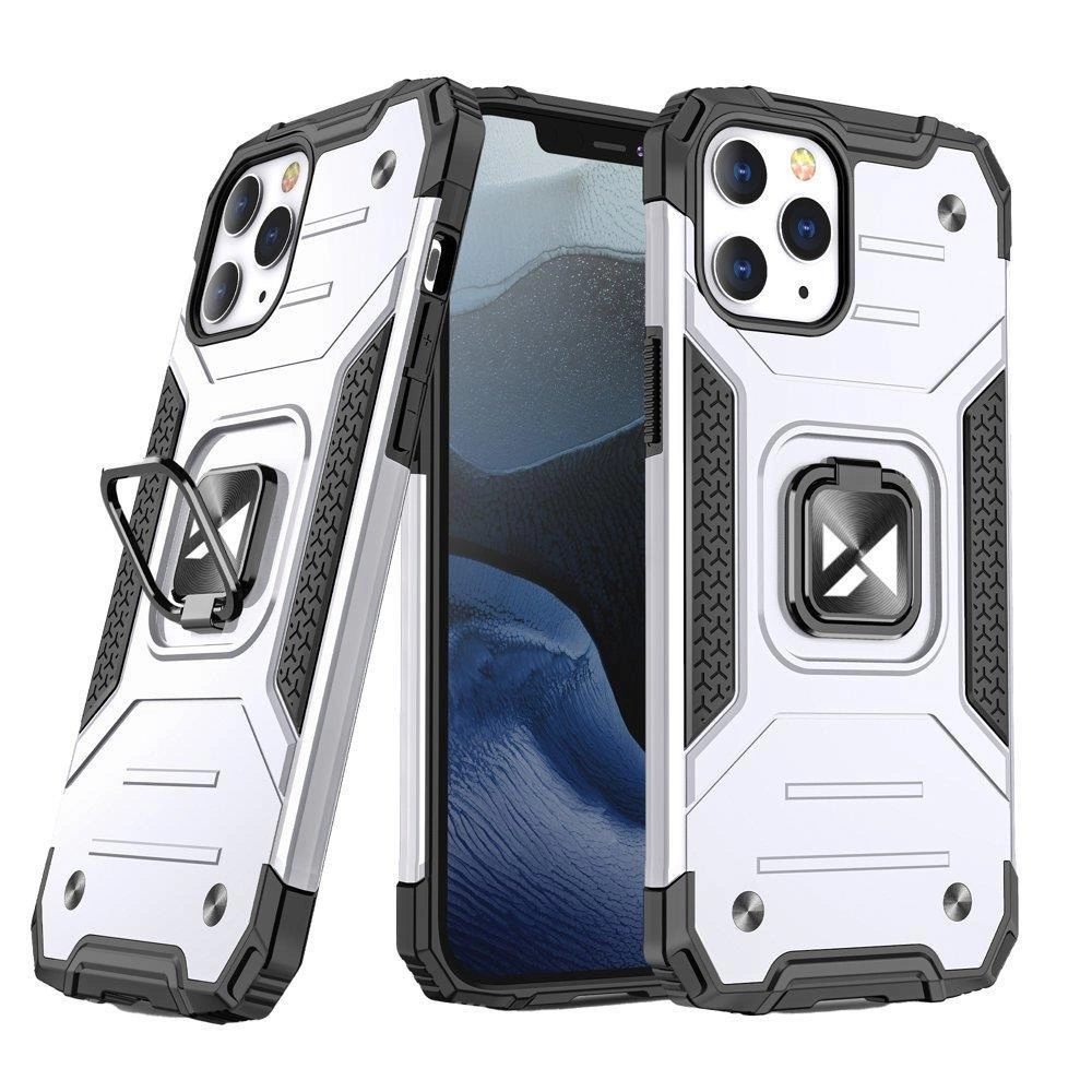 Wozinsky Ring Armor pouzdro iPhone 14 Pro Max pancéřové pouzdro magnetický držák kroužek stříbrný