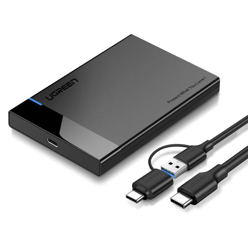Externí kryt HDD/SSD 2,5" UGREEN US221, SATA, USB 3.0 + USB-C na USB-C 3.1 (černý)