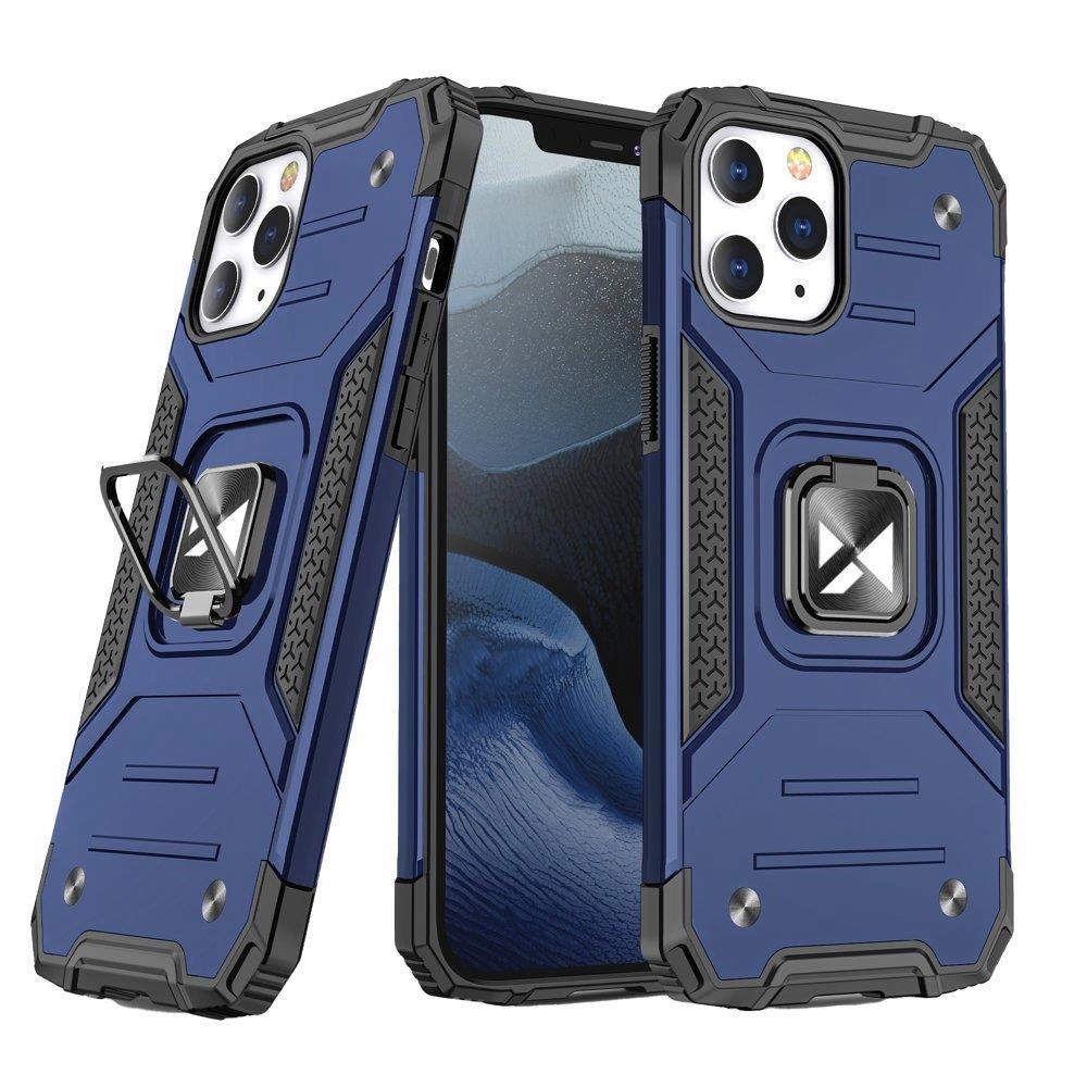 Wozinsky Ring Armor pouzdro iPhone 14 Pro Max obrněné pouzdro magnetický držák kroužek modrý
