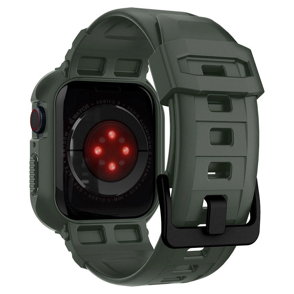 Pouzdro s řemínkem Spigen Rugged Armor Pro pro Apple Watch 4 / 5 / 6 / 7 / 8 / SE (44/45 mm) - zelené