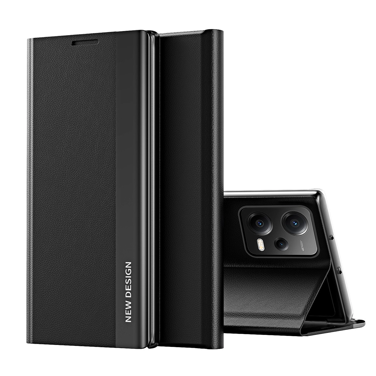 Hurtel Pouzdro Sleep Case Pro pro Xiaomi Redmi Note 12 5G / Poco X5 5G s flipovým krytem a stojánkem černé barvy
