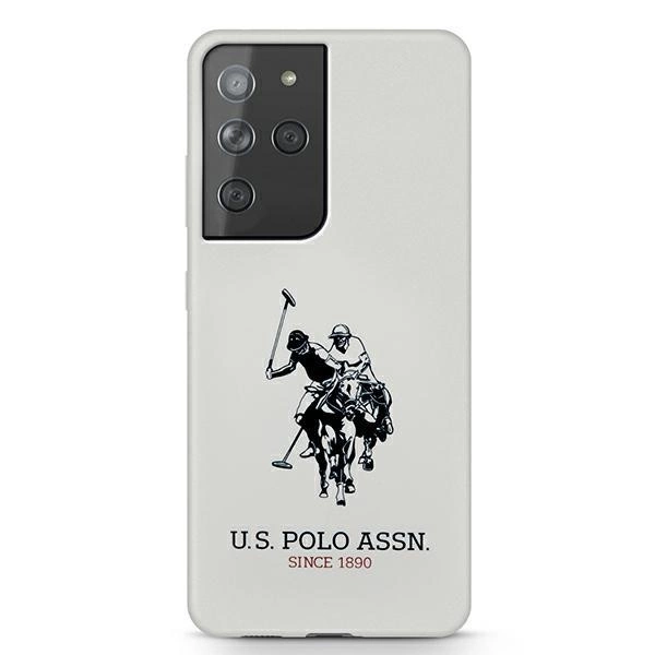 Silikonové pouzdro s logem U.S. Polo Assn. pro Samsung Galaxy S21 Ultra - bílé