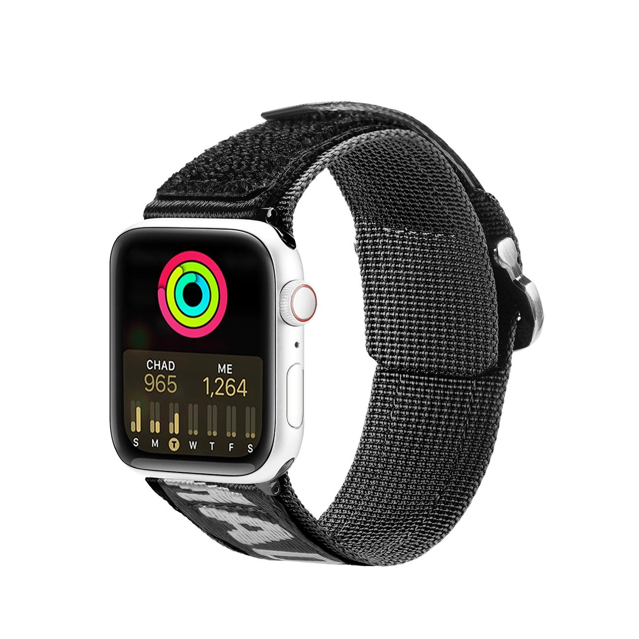 Dux Ducis Strap (Outdoor verze) Apple Watch Ultra, SE, 9, 8, 7, 6, 5, 4, 3, 2, 1 (49, 45, 44, 42 mm) nylonový náramek černá/stříbrná