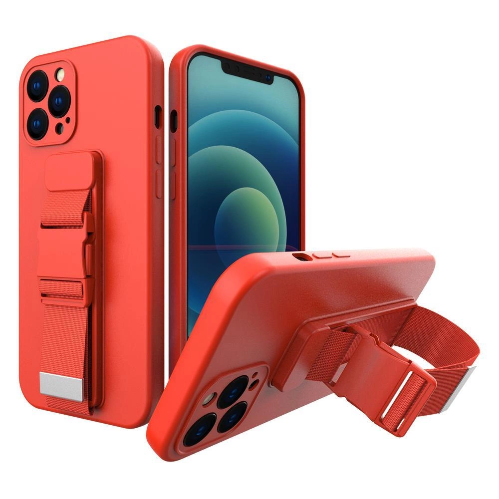 Hurtel Lanové pouzdro silikonové pouzdro se šňůrkou na krk pro Xiaomi Poco M4 Pro 5G červené