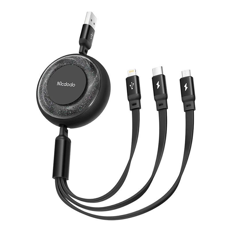 Kabel 3v1 USB na USB-C / Lightning / Micro USB, Mcdodo CA-3570, 1,2 m (černý)