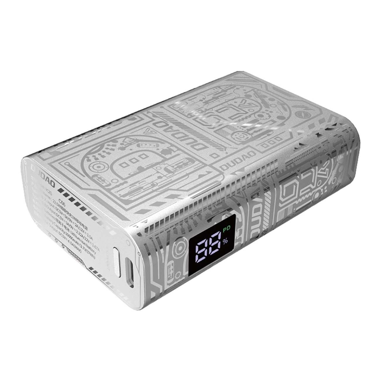 Powerbanka Dudao K20 USB-A / USB-C 10000mAh 22,5W - stříbrná