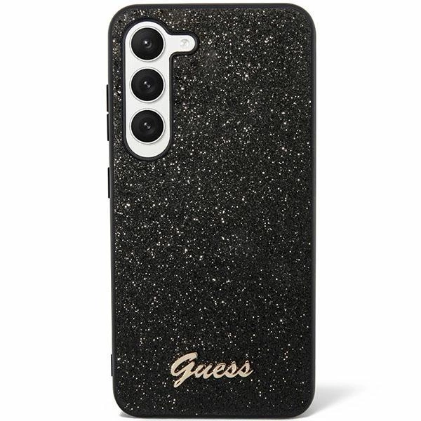 Pouzdro Guess Glitter Script pro Samsung Galaxy S24+ - černé