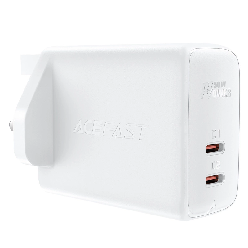 Síťová nabíječka Acefast GaN (britská zástrčka) 2x USB typu C 50W, Power Delivery, PPS, Q3.0, AFC, FCP (A32 UK)