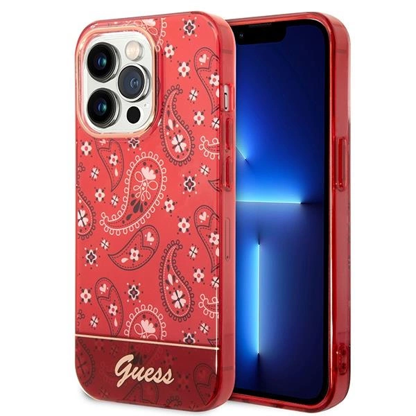 Pouzdro Guess Bandana Paisley pro iPhone 14 Pro Max - červené