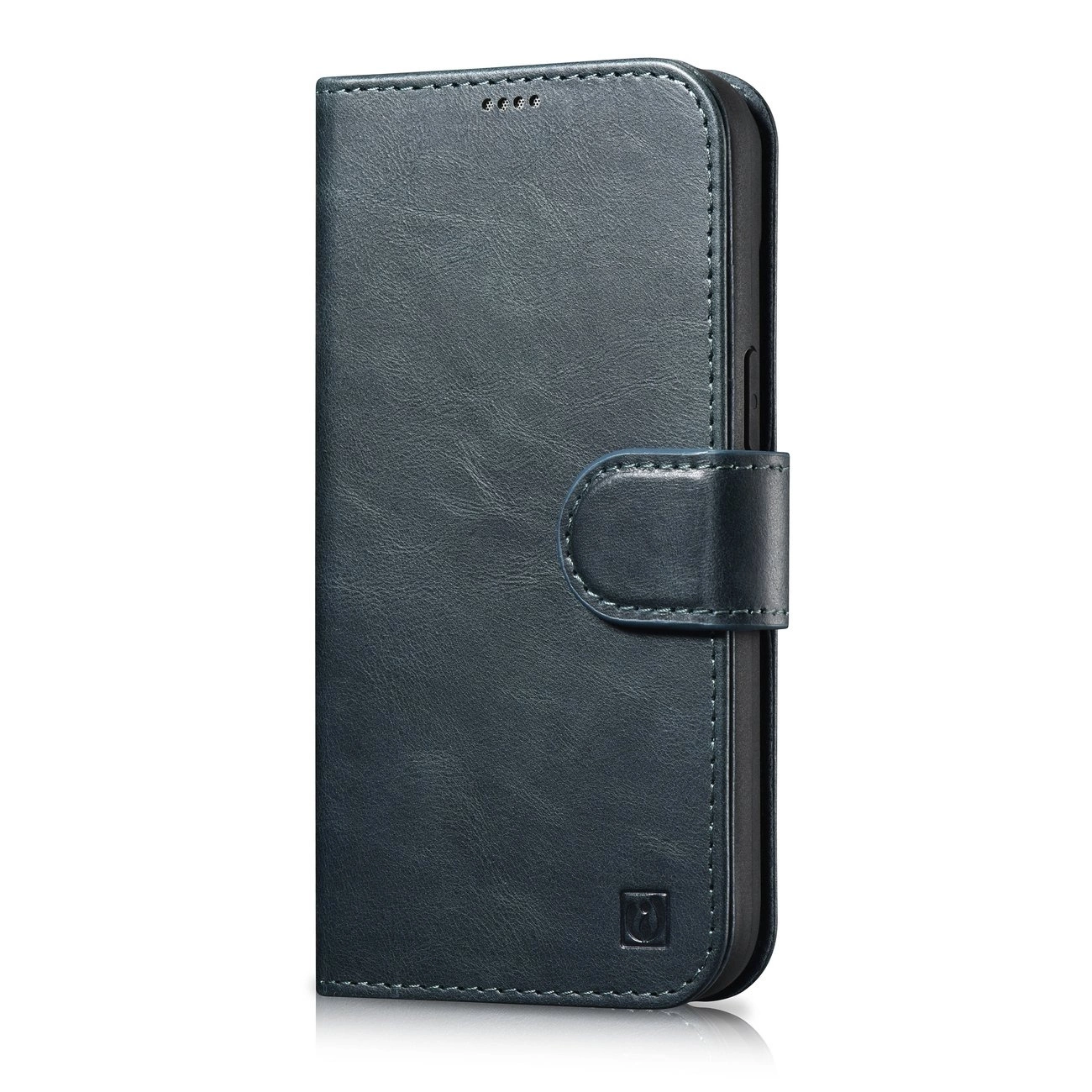 iCarer Oil Wax Wallet Case 2v1 kožené pouzdro na iPhone 14 Plus s klopou Anti-RFID modré (WMI14220723-BU)