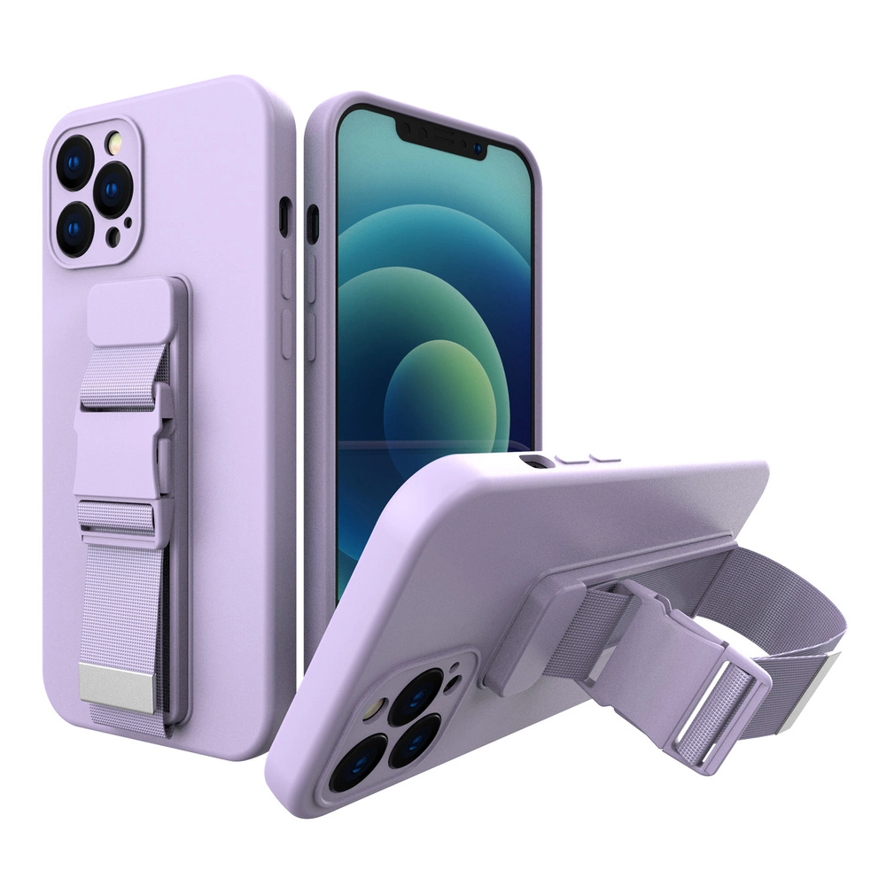 Hurtel Lanové pouzdro gelové pouzdro se šňůrkou řetízek kabelka šňůrka iPhone 12 Pro Max fialová