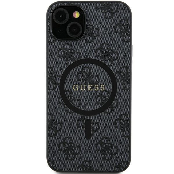 Kožené pouzdro Guess 4G Collection Metal Logo MagSafe pro Samsung Galaxy S24 - černé
