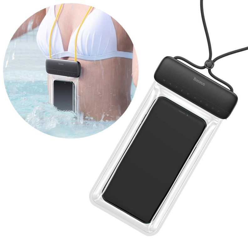 Baseus univerzální vodotěsné pouzdro na telefon (max. 7,2'') pro bazén nad vodou IPX8 černé (ACFSD-DG1)