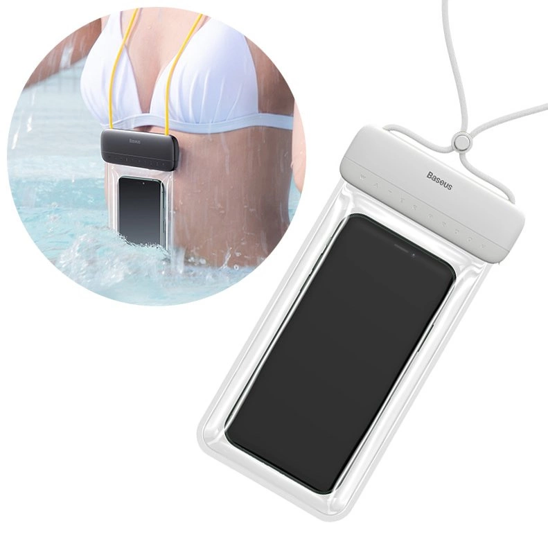 Baseus univerzální vodotěsné pouzdro na telefon (max. 7,2'') pro bazén nad vodou IPX8 bílé (ACFSD-D02)