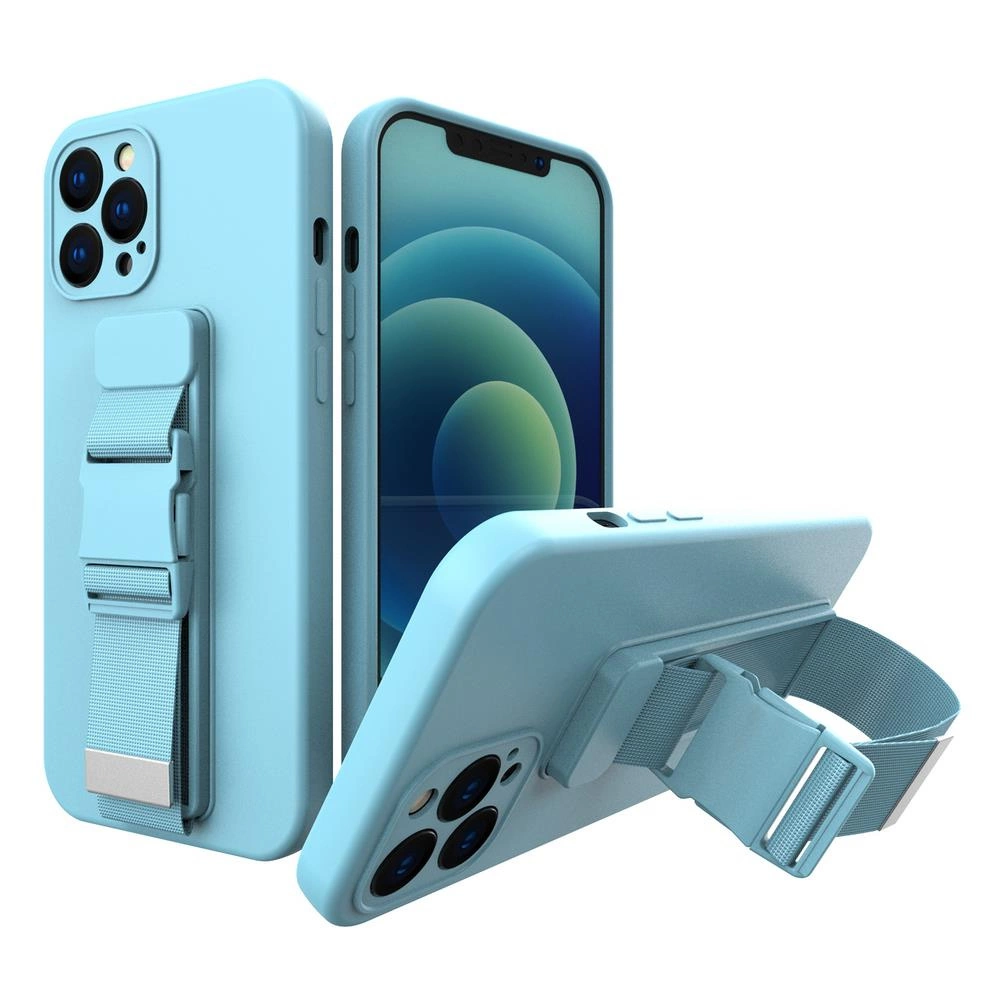 Hurtel Lanové pouzdro gelové pouzdro se šňůrkou řetízek taška šňůrka iPhone 13 mini modrá