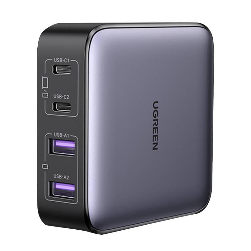 UGREEN CD327 Nexode síťová nabíječka, 2x USB-C, 2x USB-A, GaN, 65W (šedá)