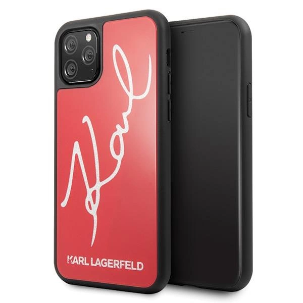 Karl Lagerfeld Signature Glitter pouzdro pro iPhone 11 Pro - červené