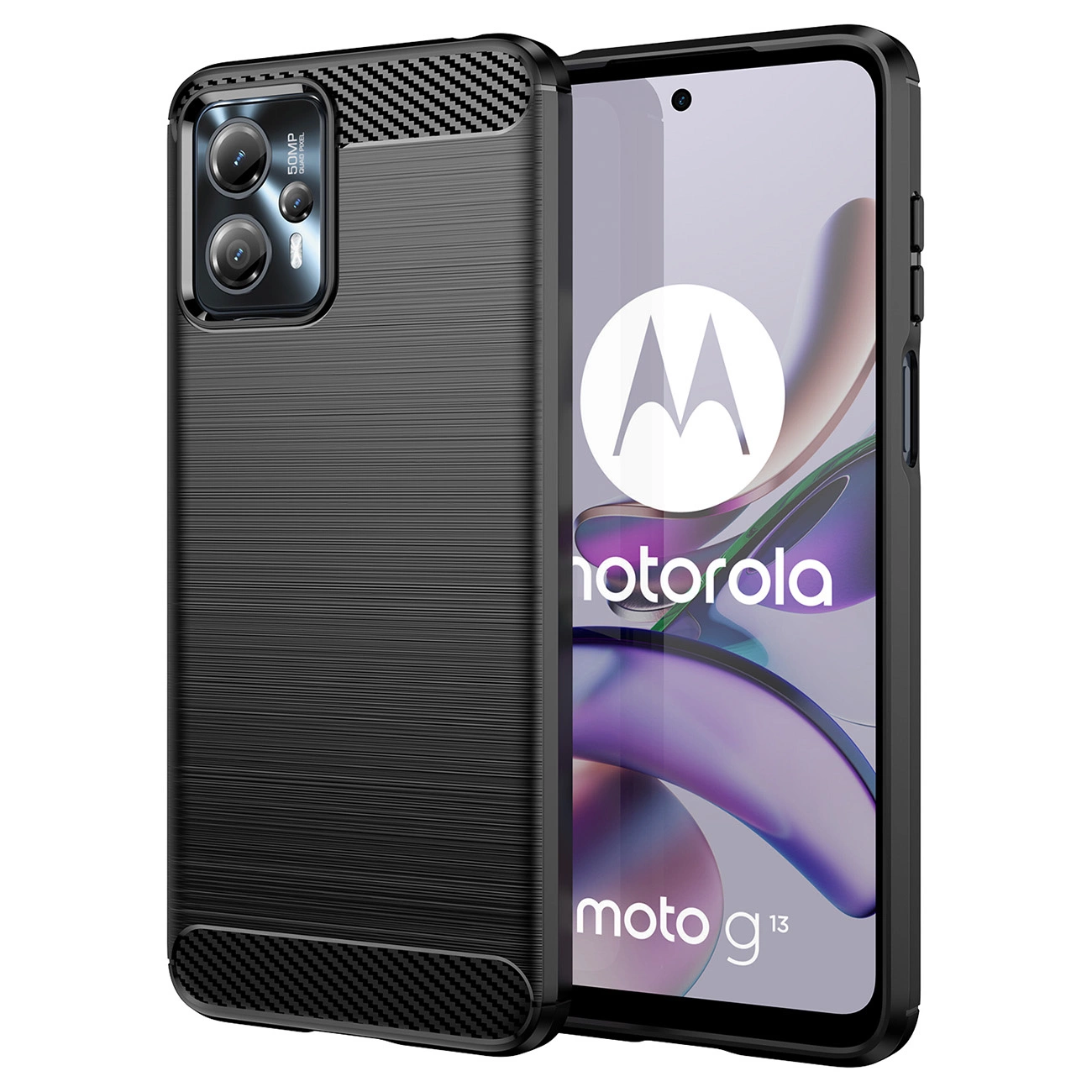 Hurtel Karbonové pouzdro pro Motorola Moto G53 / G13 flexibilní silikonové karbonové pouzdro černé